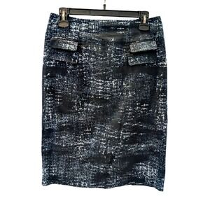 GRACE Women's Size 6 Pencil Skirt Black White Textured Print Sheath Skirt